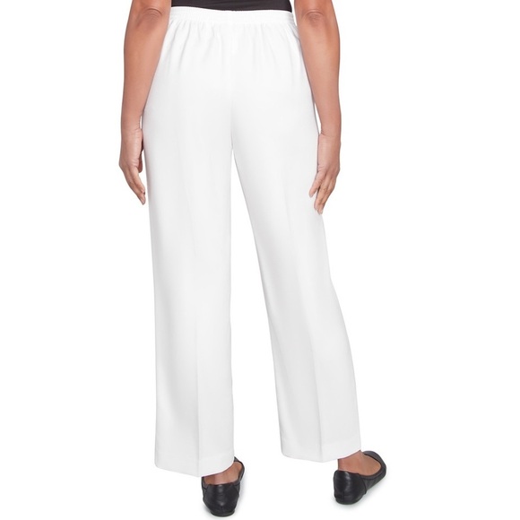 Alfred Dunner Estate of Mind Pull On Oyster White Trousers High-Rise Waist Sz18P - Picture 2 of 11
